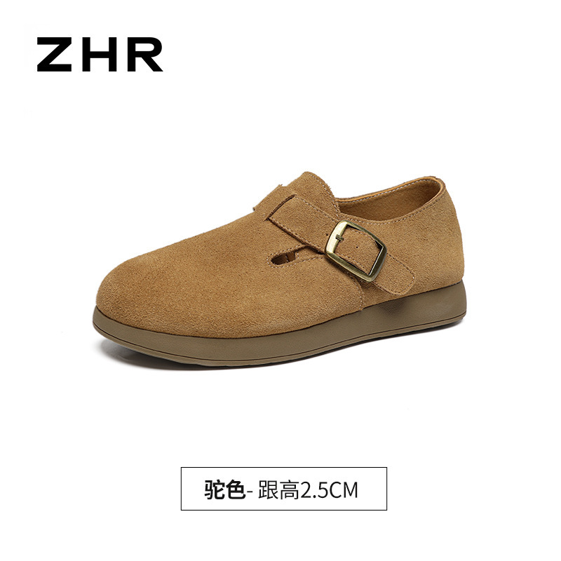 ZHR复古真皮勃肯鞋女2025秋季超软舒适勃肯拖鞋厚底全包休闲鞋女|undefined