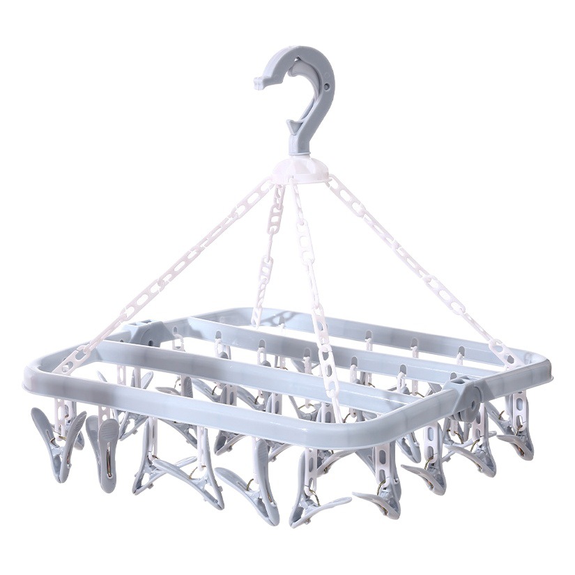 Creativo 32-clip plegable percha hogar tendedero multi-funcional cuadrado plástico suspensión a prueba de viento calcetines clip al por mayor