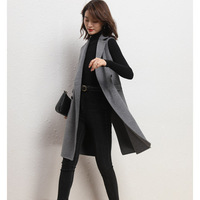 盛宏秋冬新款秋季中长款韩版羊毛双面呢休闲马甲12001时尚气质