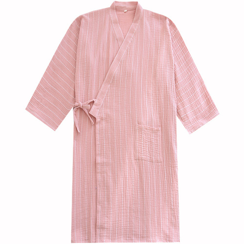Japanese pure cotton kimono-style nightgown for women, summer and autumn thin gauze robe home sleepwear couple bath robe sweat bath robe for men