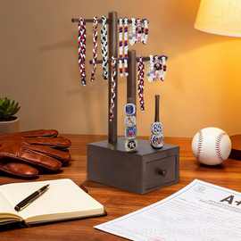 新款冠军戒指展示架桌面首饰项链收纳盒实木棒球戒指收纳支架