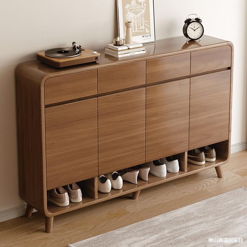 Large-Capacity Solid Wood Color Shoe Cabinet for Home Entrance Entrance Cabinet Integrated Corridor Outside New Storage Shoe Rack
