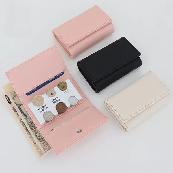 Japanese and Korean Unisex Saffiano Money Clip Coin Clip 2-in -1 Coin Purse Leather Case 30% Fold Multifunctional Wallet