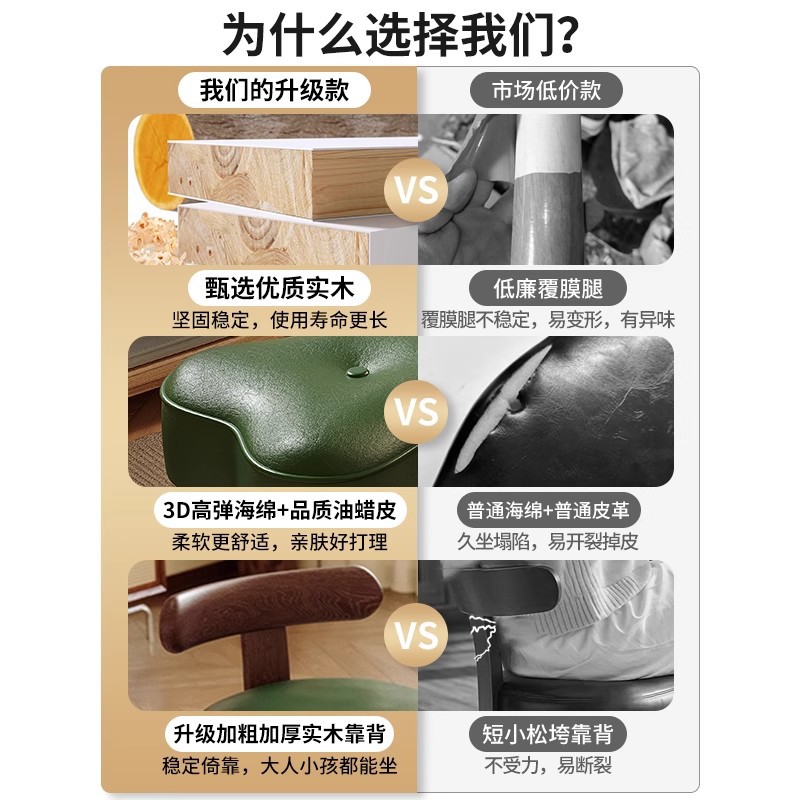 Taburete pequeño de madera maciza para uso doméstico, taburete bajo para cambiar zapatos en la entrada, taburete para mesa de café, taburete para sofá, silla giratoria para sala de estar con respaldo.