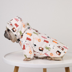 Dog raincoat cartoon double layer waterproof coating PU Teddy French Bulldog small dog clothes poncho pet raincoat clothes