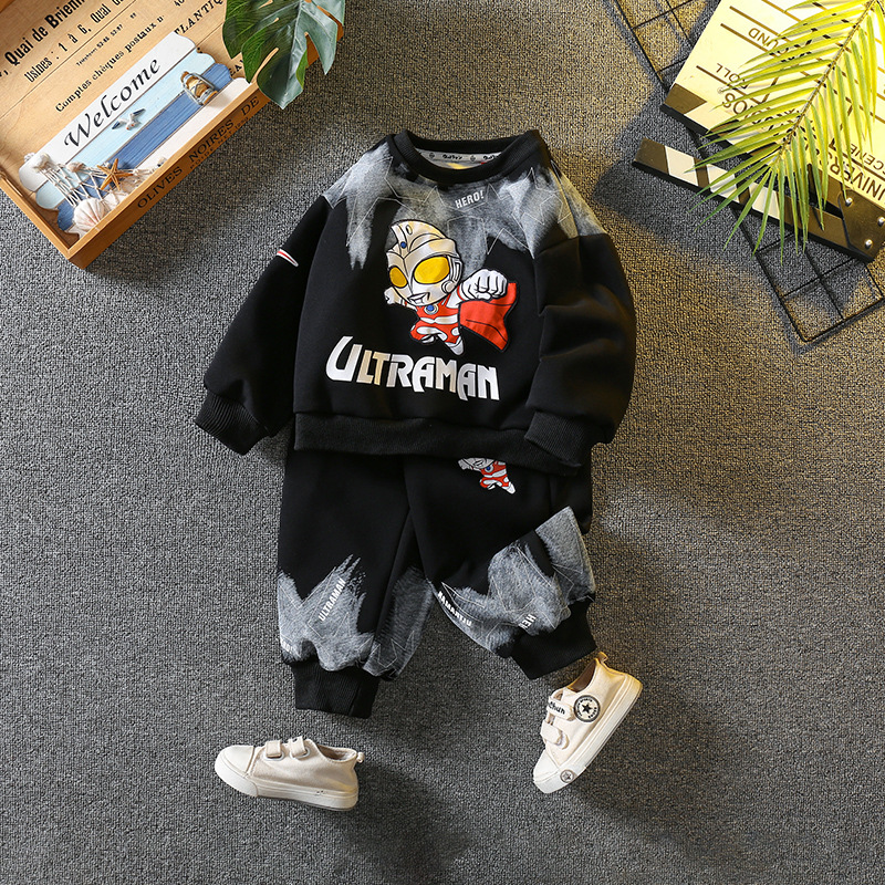 6097 Ultraman ropa traje de suéter para niños 2024 nuevo traje de dos piezas de otoño para niños de dibujos animados para bebés