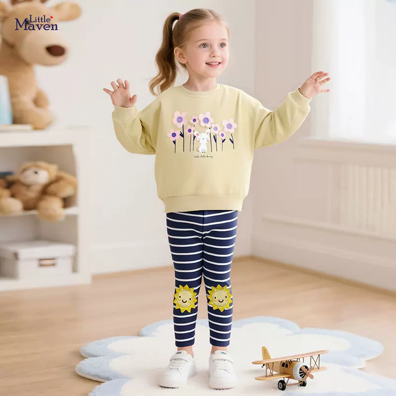 Little maven工厂批发欧美女童卫衣套装秋季可爱卡通儿童套装