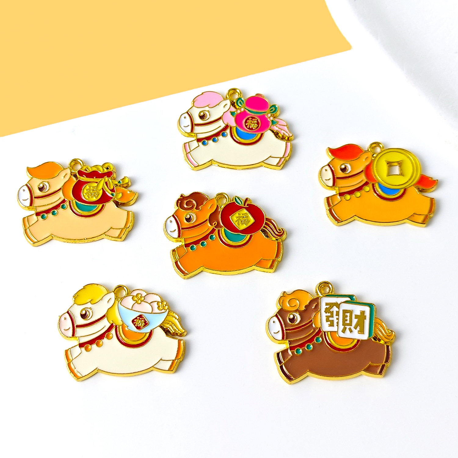 十二生肖马上有钱小马吊坠diy饰配合金滴油马年钥匙扣手机链挂件