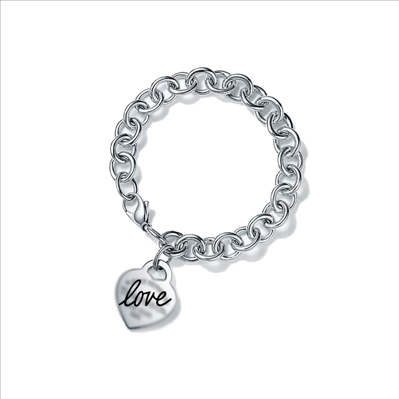 실버 블랙 러브 하트 모양 팔찌