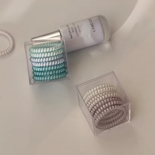 跨境亚马逊盒装高级感头绳耐用易恢复半透明晶莹细款电话线发圈