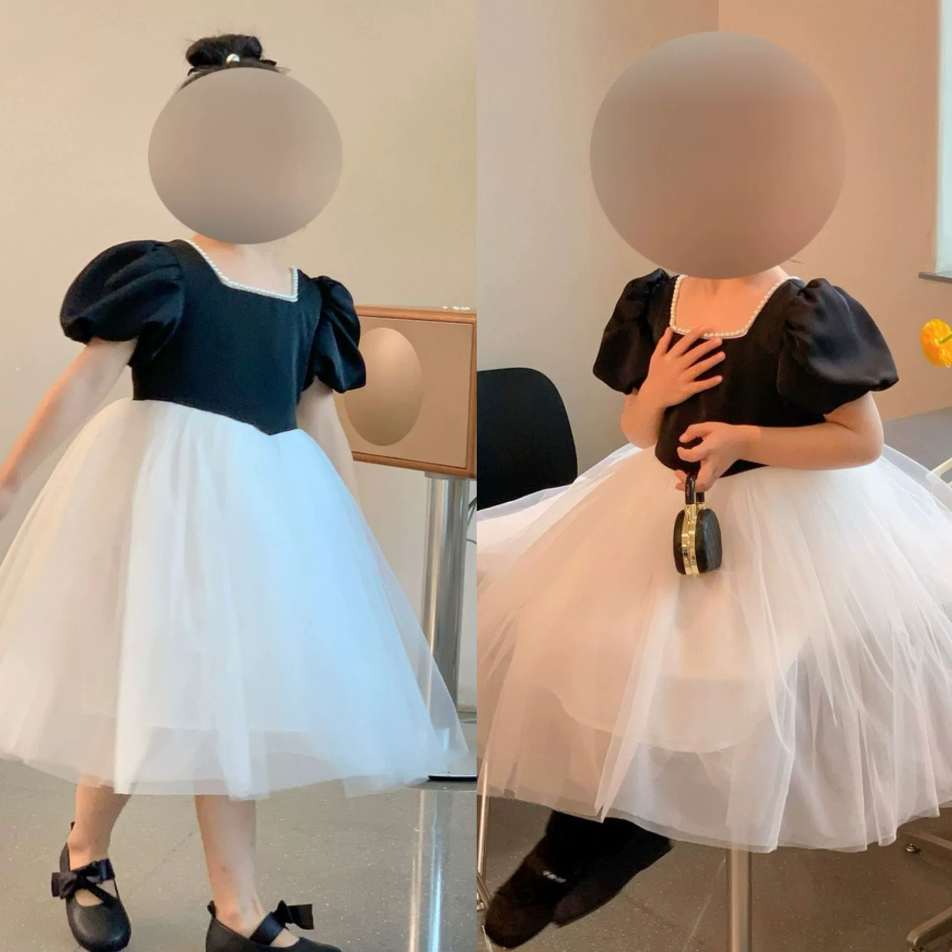 Summer dress, skirt, summer clothing, small princess costume, western style, puff sleeves