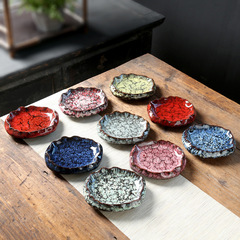 Home-style Chinese fruit plate, dining room living room coffee table snack plate set, ceramic retro kiln change, ice tea cup and plate set