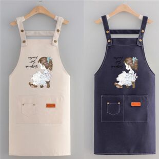 Fashion Kitchen Household Canvas Apron with Printed Breathable Dining French Workwear New Style New Logo Petite