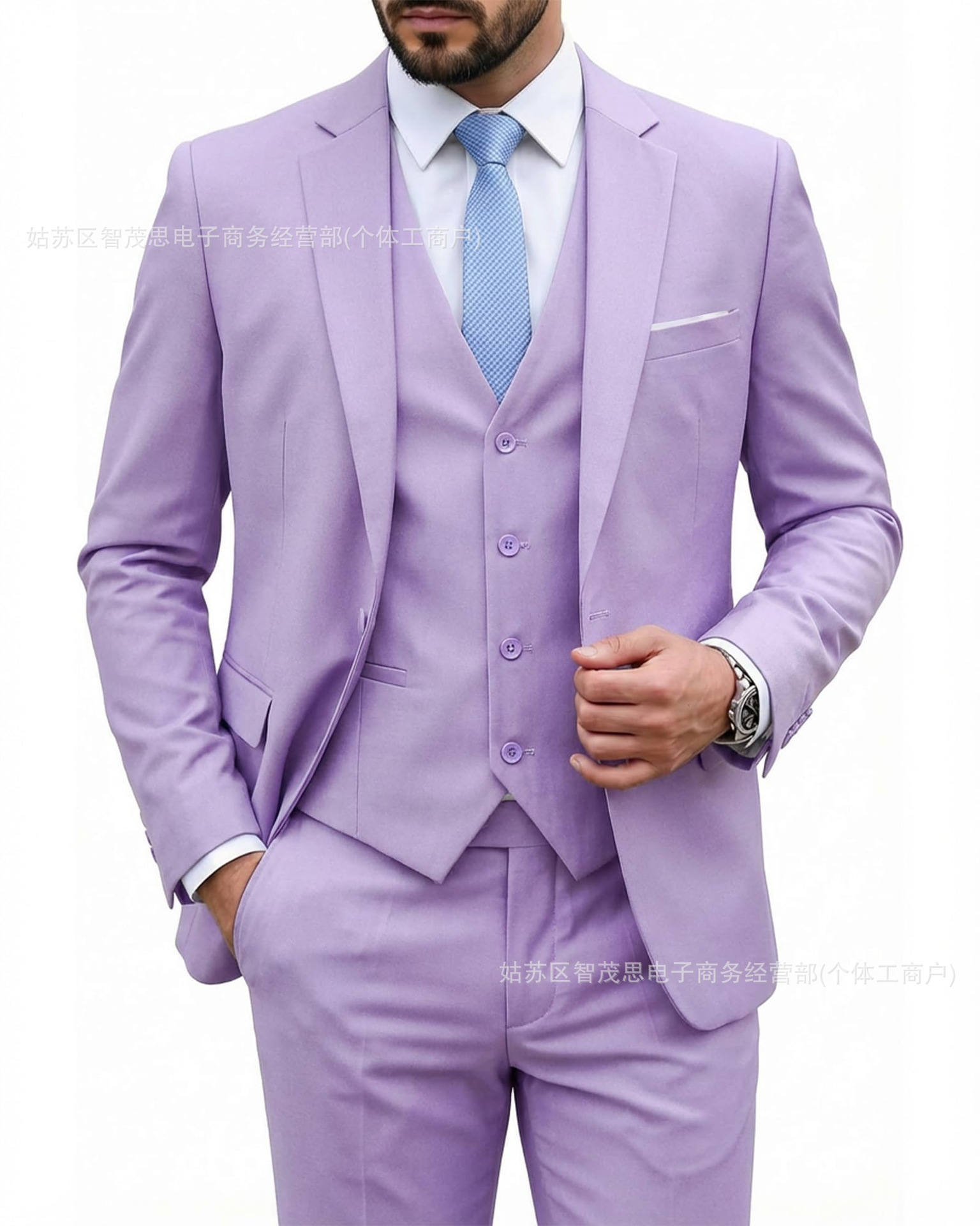 Dark violet suit + vest + pants / XS