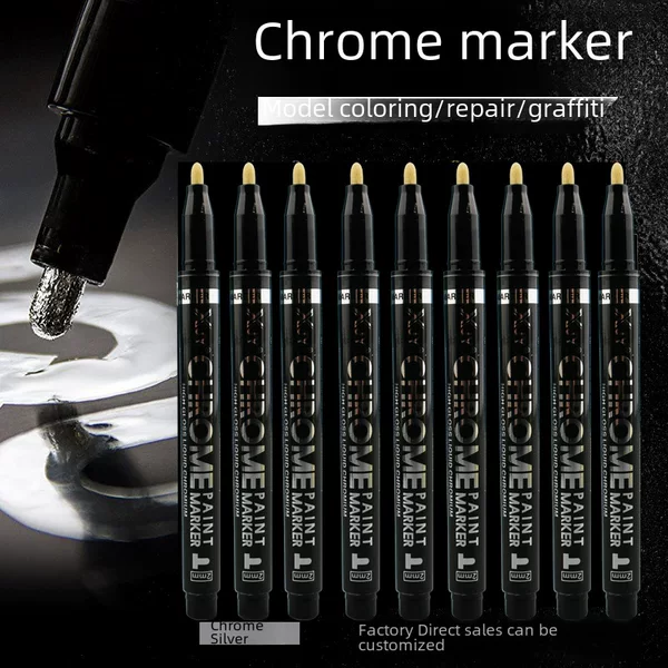 High Glossy Mirror Chrome Plated Marker Pen Metal Pen Paint Pen Gundam Electroplating Pen Model Nail Art Metal Paint Pen