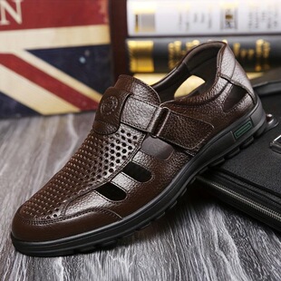 I 90143 Soft Sole Hollow Out Leather Sandals �U��ܛ�כ�Ь