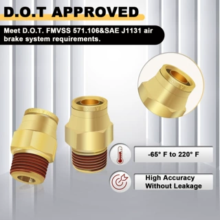 厂家直销，1/2"OD*3/8"NPT 直通带螺纹DOT铜接头
