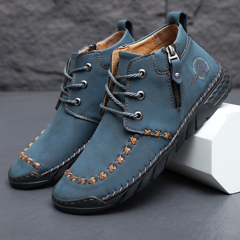 Botas Martin de Media Caña Nuevas en Existencia a Largo Plazo para Hombre, Talla Grande, Botas Cortas Cosidas a Mano, Botas de Cuero de Alta Calidad con Cremallera para Comercio Exterior. image 12