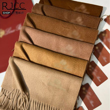 刺绣秋冬全山羊绒围巾水波纹纯色保暖舒适简约流苏女士围巾小披肩