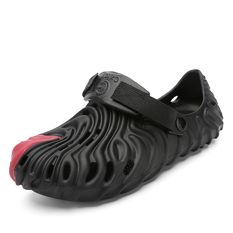 Huella digital agujero zapatos personalidad hombres 2023 verano casual al aire libre antideslizante plataforma sandalias pareja playa cerrada dedo del pie zapatillas