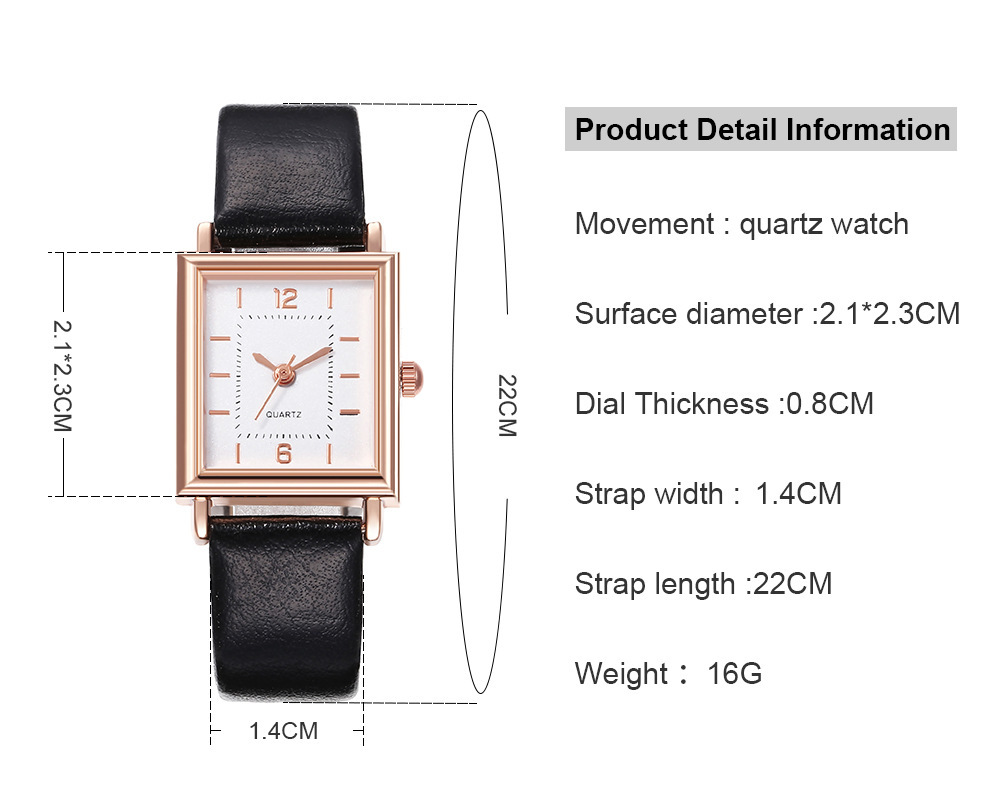 New Women's Fashion Rose Gold Square Case Digital Scale Belt Quartz Watch_voghion.com