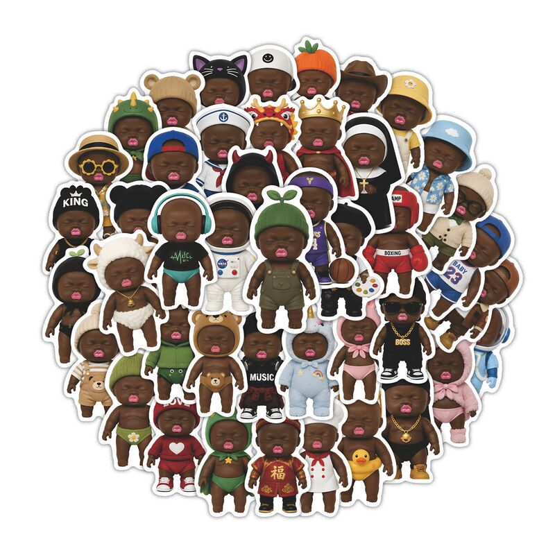 44 Natasha Stickers Original Trendy Black Baby Cartoon Stickers for Journals, Water Bottles, Suitcases, DIY Waterproof Decorative Stickers 44 Natasha Stickers Original Trendy Black Baby Cartoon Stickers for Journals, Water Bottles, Suitcases, DIY Waterproof Decorative Stickers