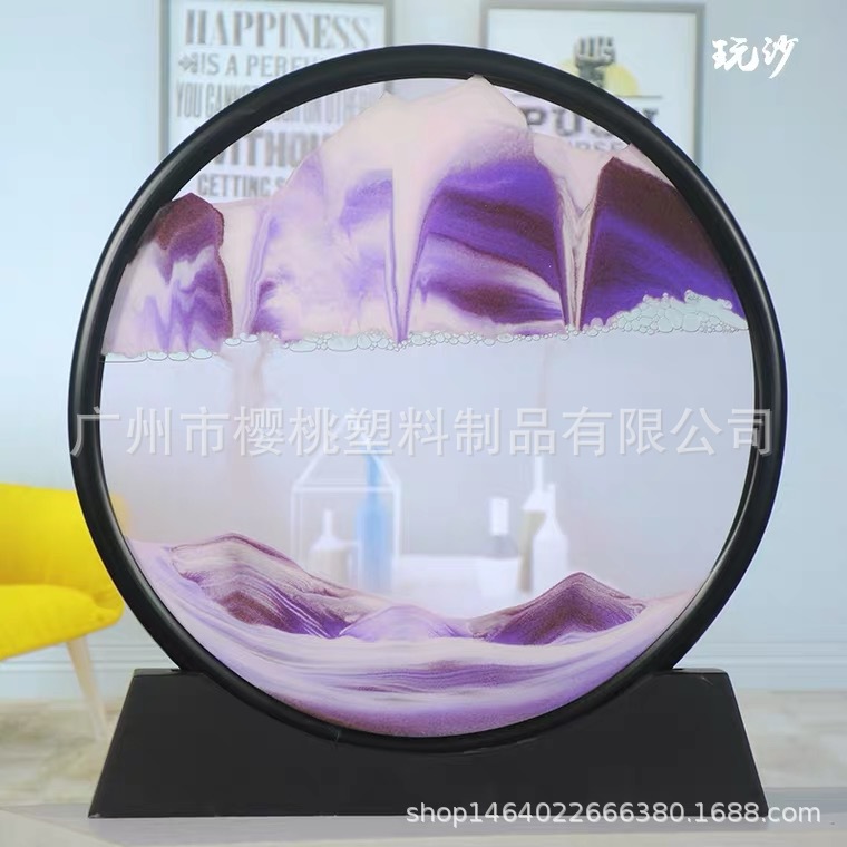 (2개) 창조적 인 퀵 샌드 페인팅 장식 거실 사무실 유리 간단한 3D 모래 시계 감압 답답한 라운드 장식 선물