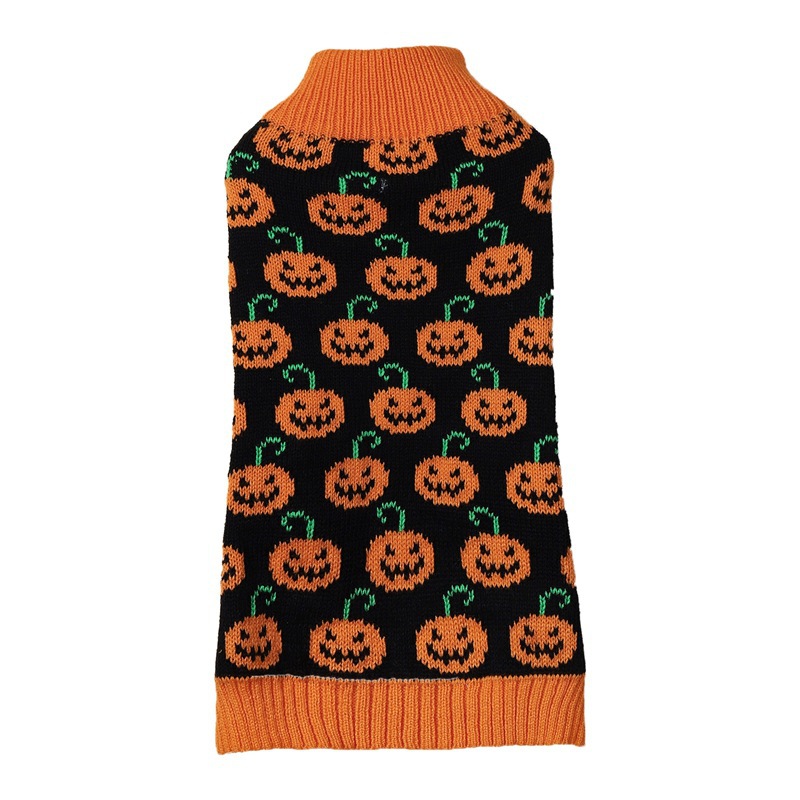 Suéter de punto con cara sonriente de calabaza múltiple para Halloween para mascotas, disfraz de perro y gato Teddy Bichon Pomeranian para cachorro pequeño