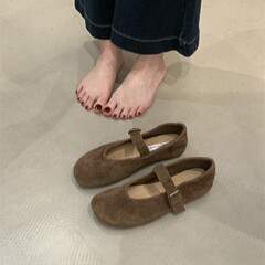 韩风森系软底磨砂单鞋女2025秋季新款休闲平底一字带玛丽珍鞋