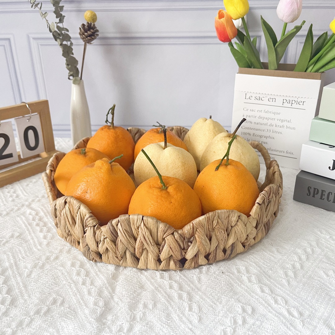 Cesta de almacenamiento de tela de paja de calabaza de agua personalizada de espejo, cesta de almacenamiento de tela de caña plegable, mesa de cocina, cesta de almacenamiento de bocadillos