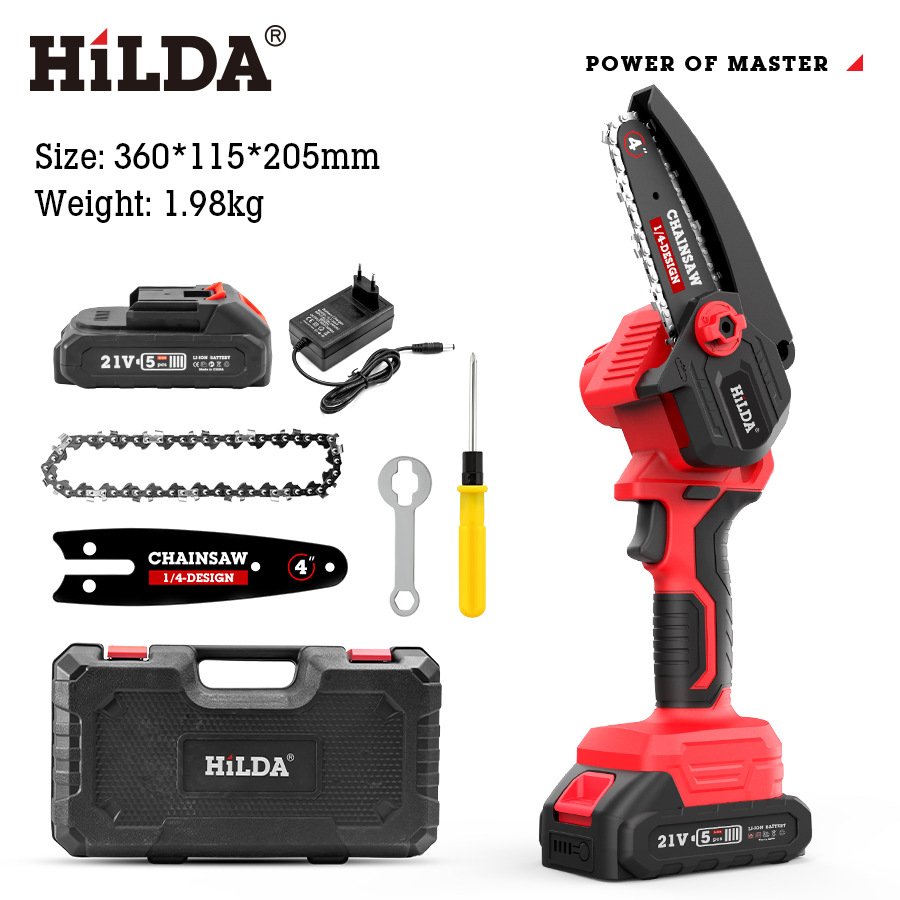 Sierra de cadena recubierta de caucho de 4 pulgadas, una eléctrica, una de carga, American Standard