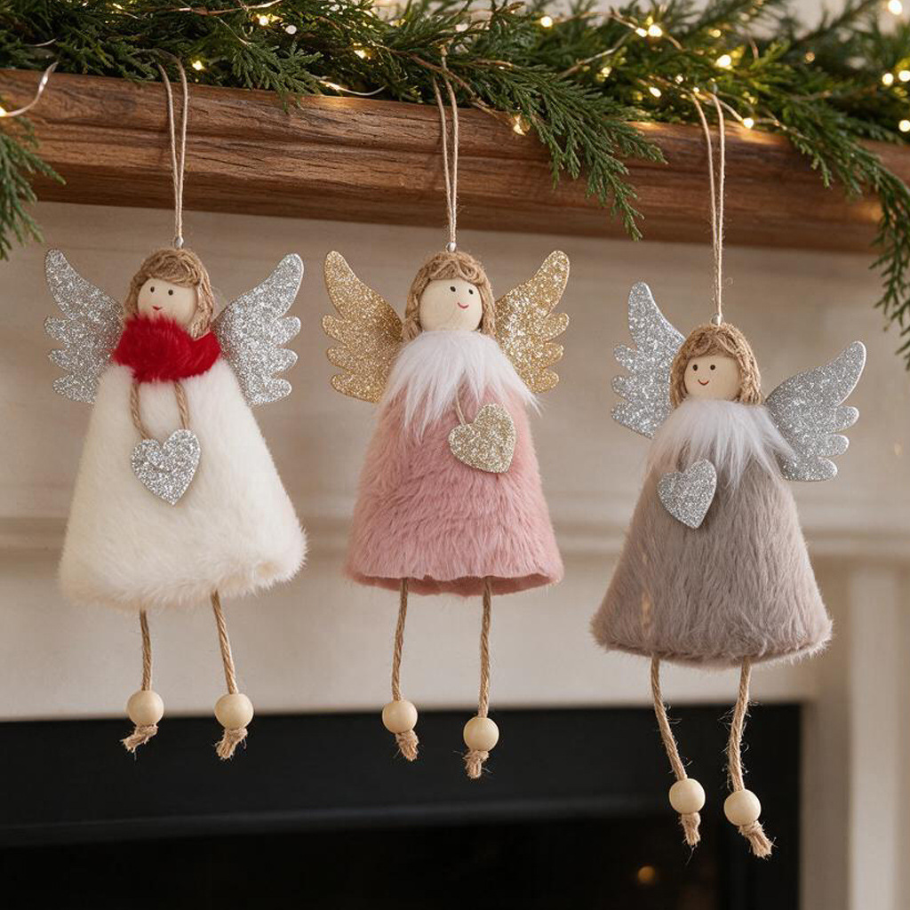 Christmas decoration angel pendant Christmas tree love little angel pendant party scene arrangement plush pendant