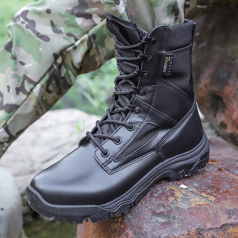 Mid-tube Outdoor Breathable Training Boots Ultra-light Walking Boots Tactical Boots for Men Workwear Boots Security Military Training Boots for Men