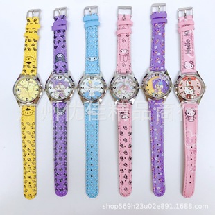 Cross-border Sanli family student electronic watch pointer PU cute Jade children cartoon toy OPP bag watch
