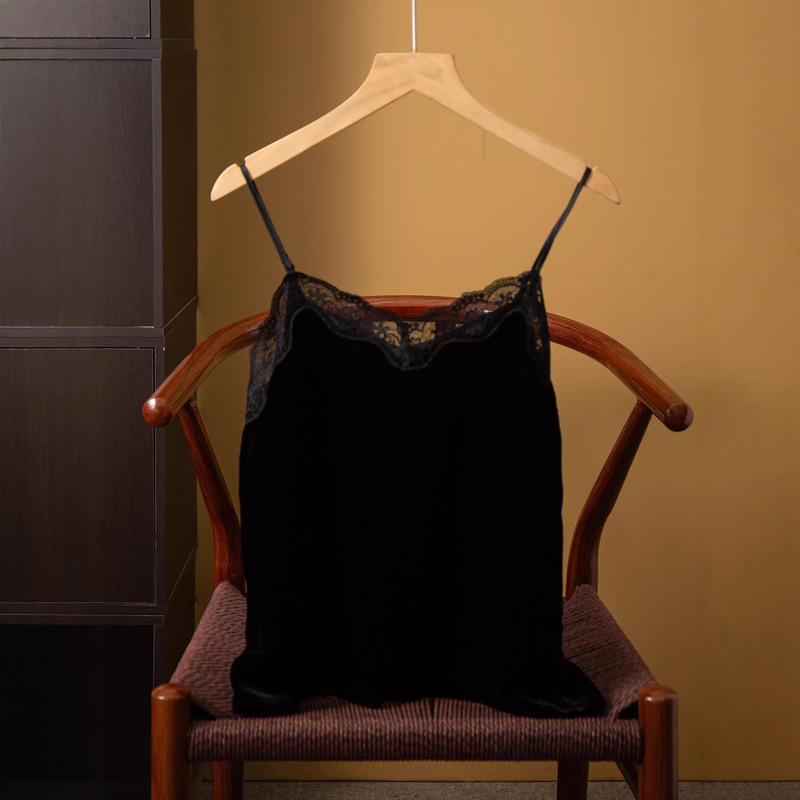 Super Soft Silk Velvet Camisole for Women, French Style Sexy Lace Mulberry Silk Top