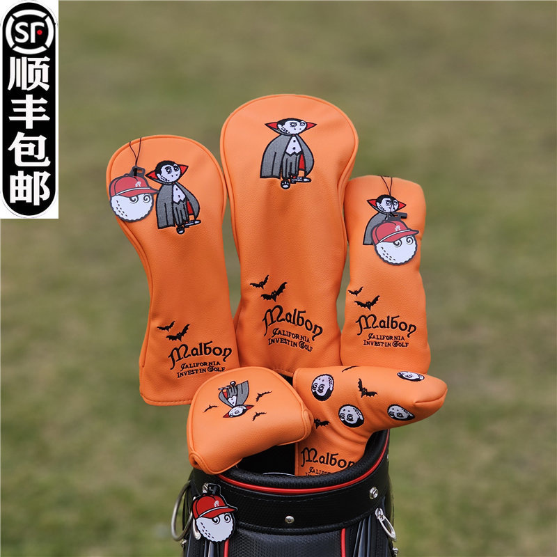 Golf clubs, helmet