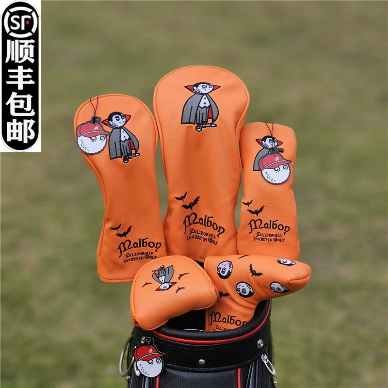 Golf clubs, helmet