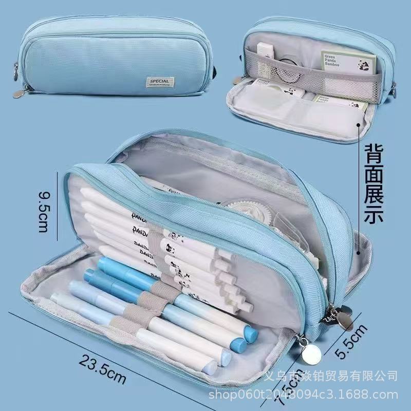 Estuche para lápices japonés de gran capacidad de alto valor Bolso de papelería de lona simple coreano para estudiantes de secundaria para niños y niñas Estuche para lápices lindo