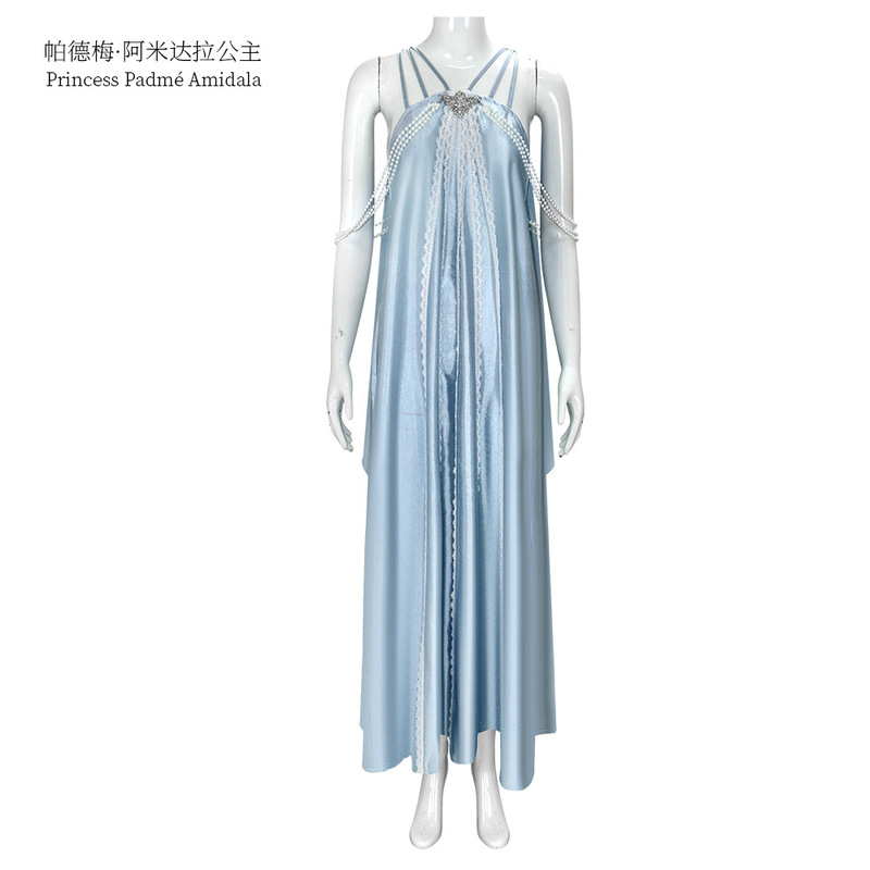 Star Wars Padme Amidala light blue cosplay All Saints Carnival dress Costumes