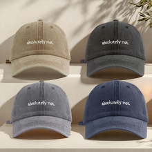 水洗做旧字母棒球帽子女夏季百搭遮阳显脸小软顶鸭舌帽情侣防晒帽