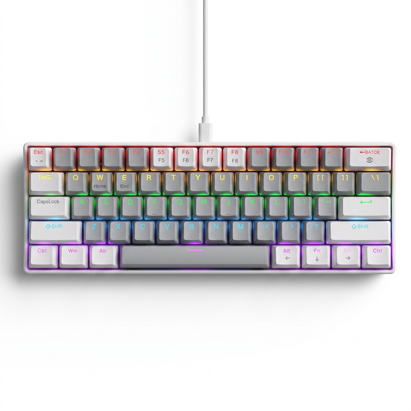 K61 mechanical keyboard with blue switches, red switches, brown switches, black switches, detachable key cables, RGB lighting, suitable for gaming and eSports