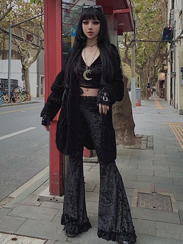 Solid color lace patchwork mesh pants women's solid color lace stitching mesh pants