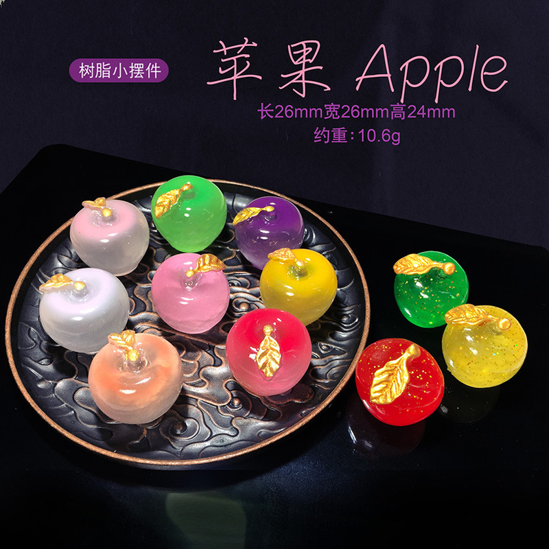 Simulation Food Toy Fruit Luminous Big Apple Cute Micro Landscape DIY Cream Glue Jewelry Accessories Resin Small Ornaments