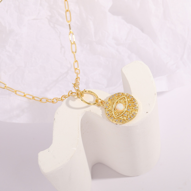 Retro Geometric Eye Copper Pendant Necklace Copper Necklaces