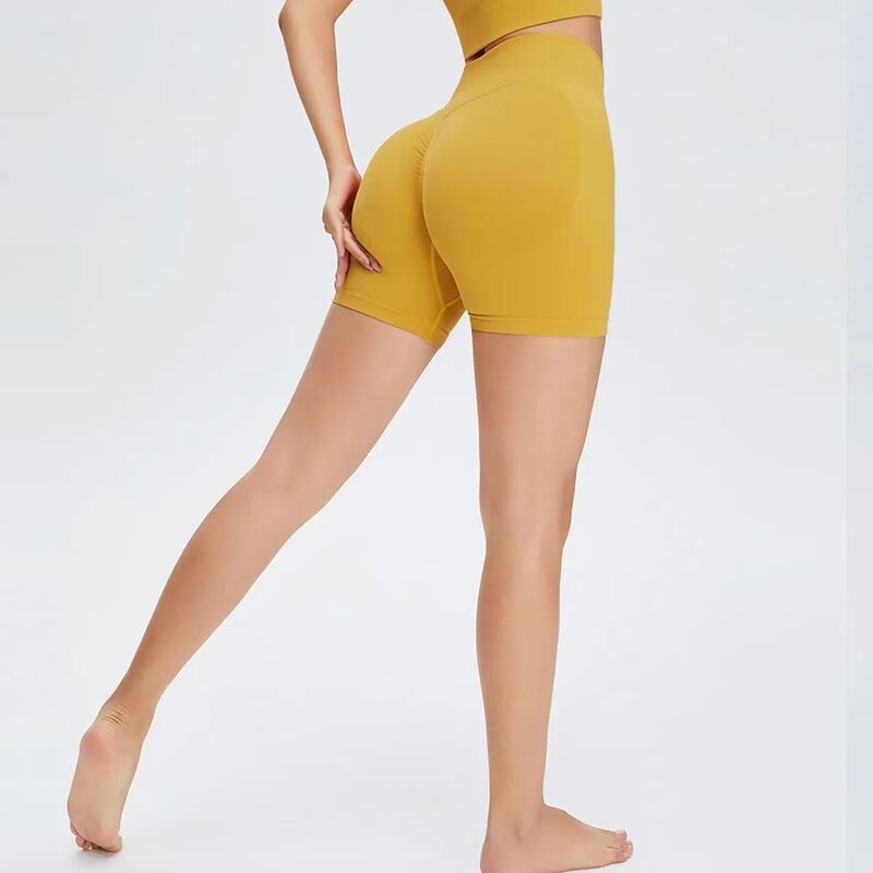 Cross-border European and American Yoga Pants Women's Summer New High Waist Hip Tight Fitness Pants Solid Color Sports Triple Pants
