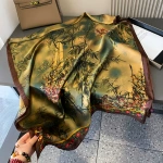 新款丝巾丽锦缎高级感长条围巾女夏季旅游防晒仿真丝印花丝绸跨境
