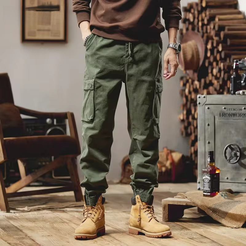 Street outdoor tactical cargo pants for men, hiking jogger multi-pocket pants, casual jogger pants with a textured feel