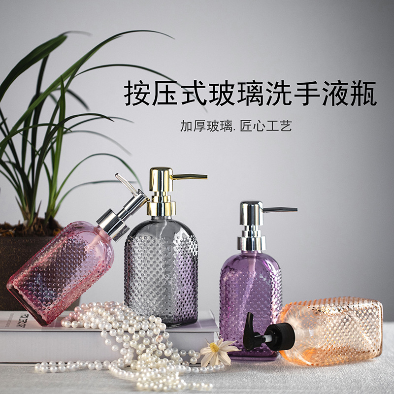 按压式玻璃洗手液沐浴露洗发水乳液膏霜玻璃分装瓶酒店会所洗护瓶