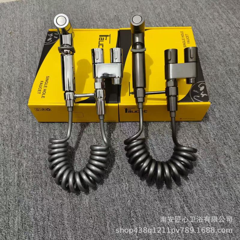 All-Copper Stainless Steel Toilet Companion Flush Spray Gun Faucet Bidet Toilet Bathroom Booster One in Two Out