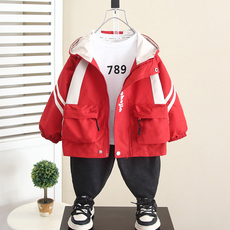 5973 Chaqueta con capucha para niños 2025 otoño nuevo estilo chaqueta de bebé para niños guapos chaqueta de primavera y otoño para niños